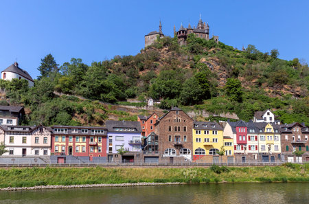 Traditional half-timbered houses on the banks of the Moselle River in Cochem.