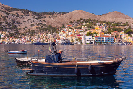 Wooden fishing boats near the shore in Sumi village on a sunny day.の写真素材