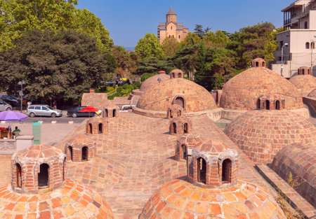 View of the historical old part of Tbilisi on a sunny day.の写真素材