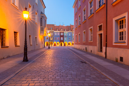 Poznan Town Hall at sunrise, Poznan, Polandの写真素材