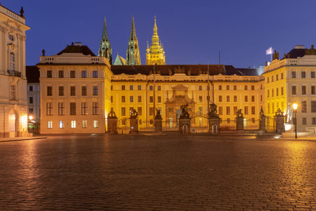 Prague royal complex at sunset, Prague, Czech Republicの写真素材