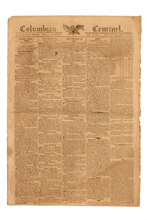 Antique Newspaper, Columbian Centinel of Boston, published May 6, 1809.の写真素材