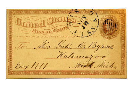 Very early US Post Card issued in 1879 with an imprinted one cent Liberty stamp.の写真素材