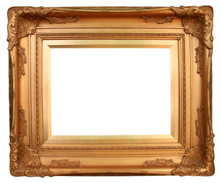 Gilded gold picture frame ready for your insertion.の写真素材