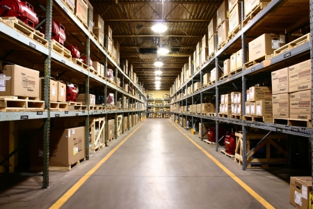 Parts warehouse aisle of of manufacturing companyの写真素材