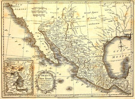 Antique map of Mexico printed in London 1821の写真素材