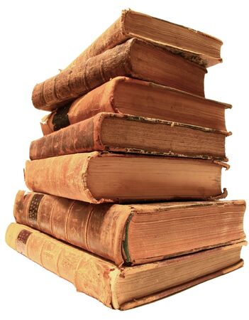 Pile of well worn antique books.の写真素材