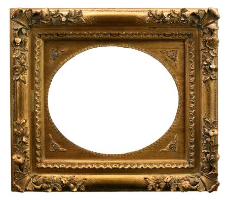 Gilded gold picture frame ready for your insertion.の写真素材