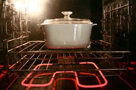 Cooking inside a conventional domestic oven.の写真素材