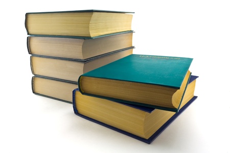 stack of books stack of thick books old books isolated on white A stack of books on a white backgroundの写真素材