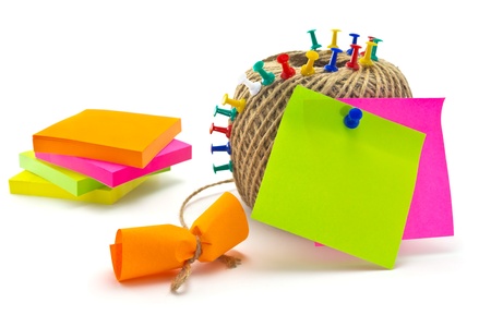 Colored paper for notes, memos and remindersの写真素材