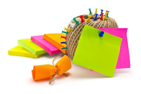 Colored paper for notes, memos and remindersの写真素材