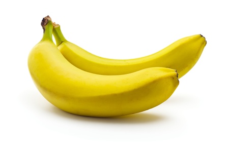 appetizing ripe bananas isolated on white backgroundの写真素材