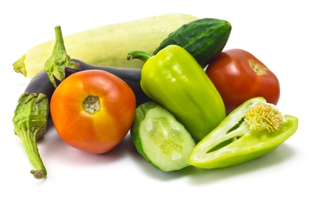 collection of vegetables isolated on white backgroundの写真素材