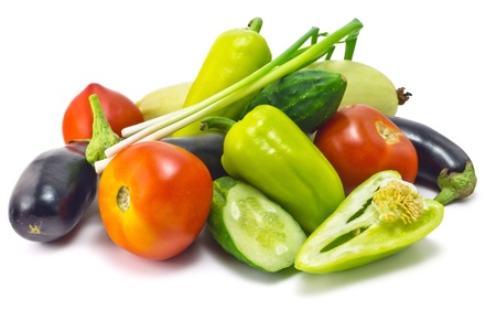 collection of vegetables isolated on white backgroundの写真素材