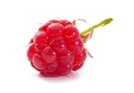 sweet ripe raspberries on a white backgroundの写真素材