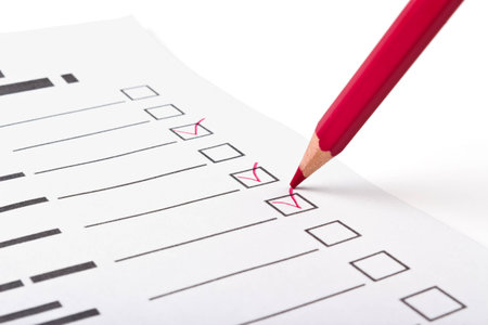 choice of responses to the questionnaire staging pencil checkmarkの写真素材
