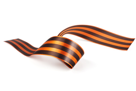 St. George Ribbon symbol of the Soviet victory over Nazi Germany on a white backgroundの写真素材