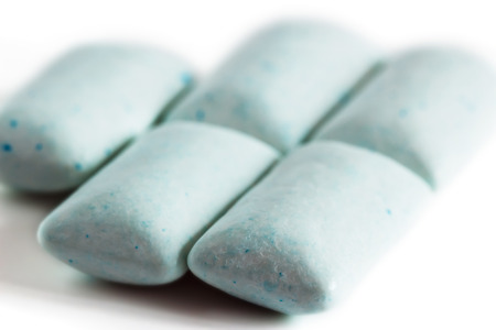 A small group of pads chewing gum isolated on white backgroundの写真素材