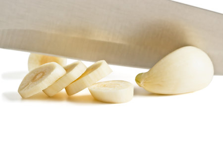 Chopped garlic cloves of isolated on white background