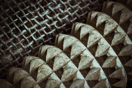 Wooden massage a roller on a dark backgroundの写真素材