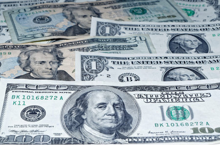 American dollars laid out as a background