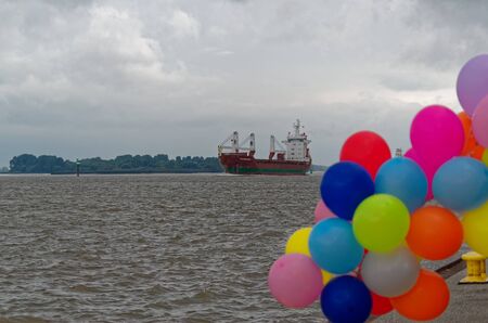 Hamburg, Germany - 4th September, 2016: General cargo ship Fortunagracht on the Elbeのeditorial素材