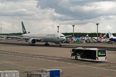 Frankfurt, Germany - April 28, 2019: Airplane of the Cathay Pacific airline at Frankfurt airportのeditorial素材
