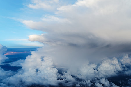 Amazing cloud in the blue sky, cloudscape from porthole