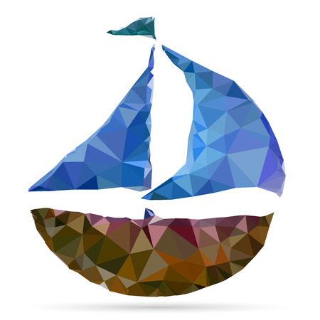 Abstract polygonal marine ship. Background of low polygons. Vector illustration.のイラスト素材