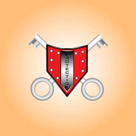 Protection symbol, shield with keys.のイラスト素材