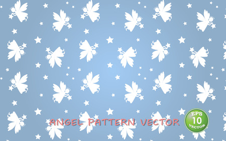 A Seamless pattern with angels and stars. Paper Christmas angel decoration vector design.のイラスト素材