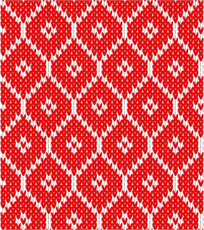 Seamless norwegian knitted red pattern.のイラスト素材