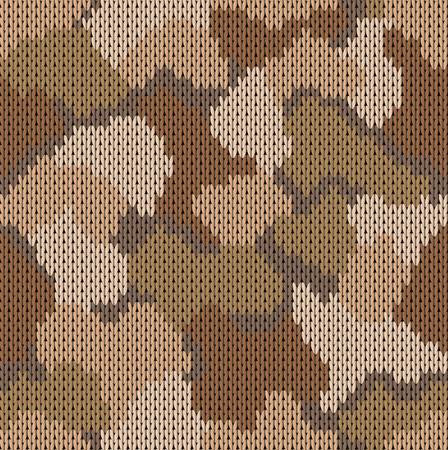 Seamless khaki pattern. Military brown knitting camouflage. Vector illustrationのイラスト素材