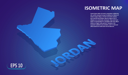 Isometric map of the JORDAN. Stylized flat map of the country on blue background. Modern isometric 3d location map with place for text or description. 3D concept for infographic. Vector illustration EPS 10のイラスト素材