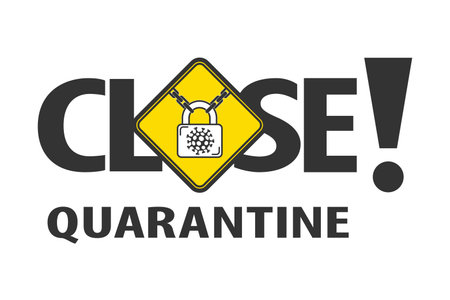 Sign quarantine of coronavirus. Global pandemic warning symbol for the quarantine zone. Stop coronavirus outbreak. Lock down global spread and infection of dangerous virus Covid-19. Medical concept.のイラスト素材