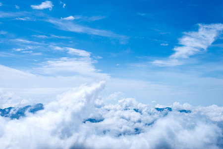 natural sky and clouds background. Cloudy cover over mountains