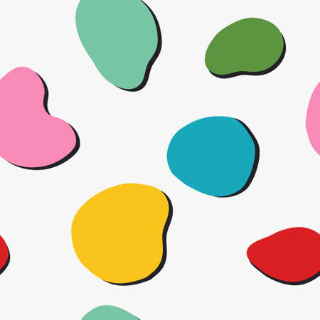 The seamless bright pattern of multicolored liquid shapes. Samples for printing on fabric, postcards, souvenirs, paper, websites. Flat modern background.のイラスト素材