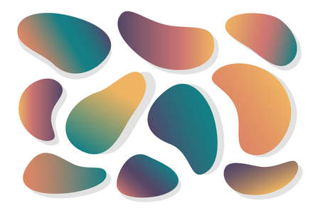 Abstract liquid gradient shapes. Set of modern graphic elements. Template of fluid organic forms. trend colors.のイラスト素材