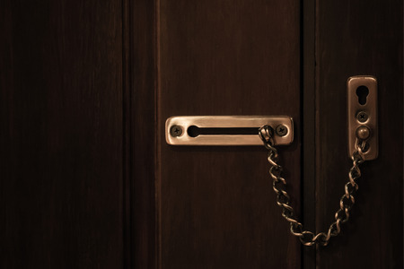 security chain lock wood doorの写真素材