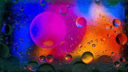 Colorful  pastel artistic image of oil drop on water for modern and creation design background.の写真素材