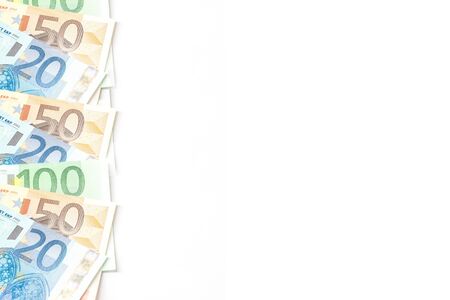 euro banknote on white background, image for money and saving concept.の写真素材