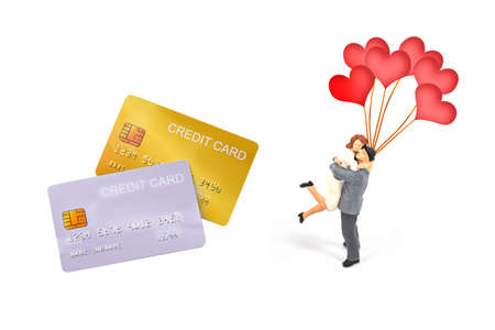 demo credit card on white backgroundの写真素材
