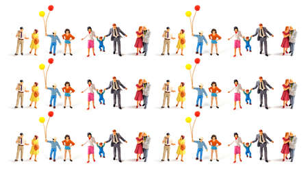miniature family with father,mother ,son isolated on white background, Image for happy family  concept.の写真素材