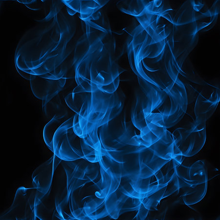 blue smoke on black background close-up, abstract background for design.  AI Generatedの素材