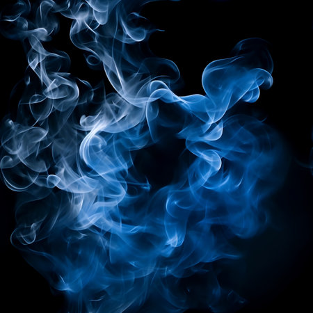 blue smoke on black background. abstract background. Texture of smoke. AI Generatedの素材