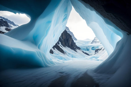 Ice cave in Glacier Lagoon, AI Generated.の素材