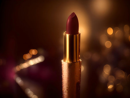 Lipstick on bokeh background, close-up. AI Generated.の素材