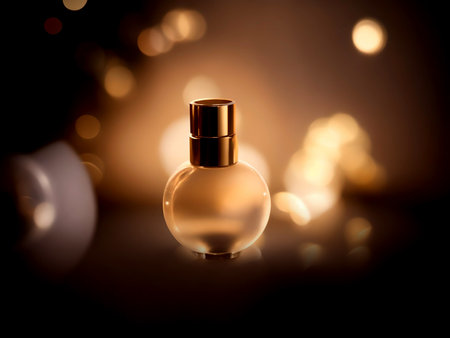 Perfume bottle on bokeh background, AI Generated.の素材