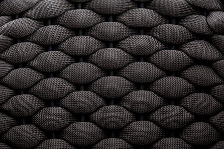 Close-up of a black perforated fabric texture background.